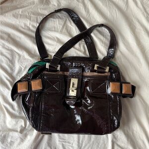 Chloe Dark Brown Patent Leather Shoulder Bag